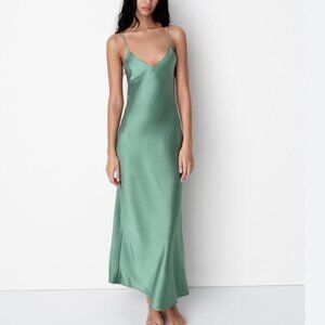 Zara Satin Effect Midi Slip Dress